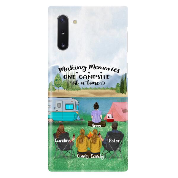 Custom Personalized Camping Phone Case - Couple With 3 Kids - Gift Idea For Camping Lover - Case For iPhone And Samsung