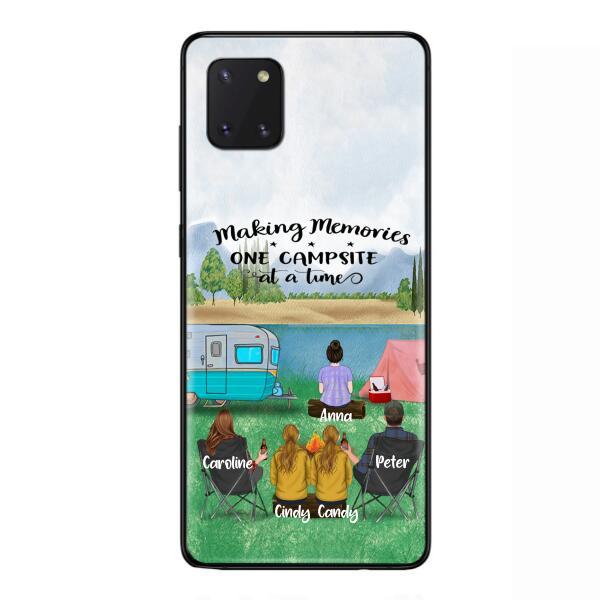 Custom Personalized Camping Phone Case - Couple With 3 Kids - Gift Idea For Camping Lover - Case For iPhone And Samsung