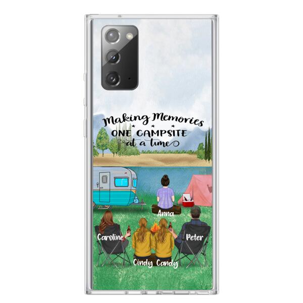 Custom Personalized Camping Phone Case - Couple With 3 Kids - Gift Idea For Camping Lover - Case For iPhone And Samsung