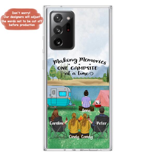 Custom Personalized Camping Phone Case - Couple With 3 Kids - Gift Idea For Camping Lover - Case For iPhone And Samsung