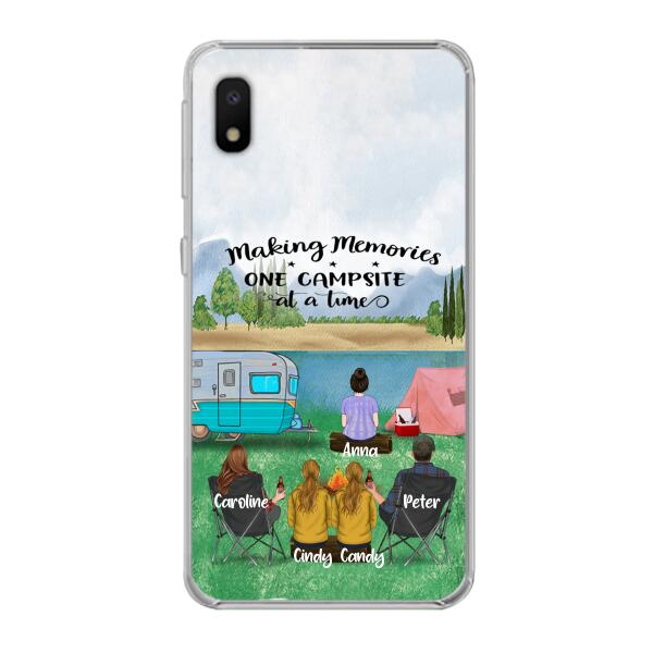 Custom Personalized Camping Phone Case - Couple With 3 Kids - Gift Idea For Camping Lover - Case For iPhone And Samsung