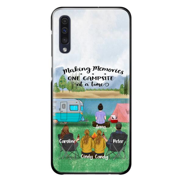 Custom Personalized Camping Phone Case - Couple With 3 Kids - Gift Idea For Camping Lover - Case For iPhone And Samsung