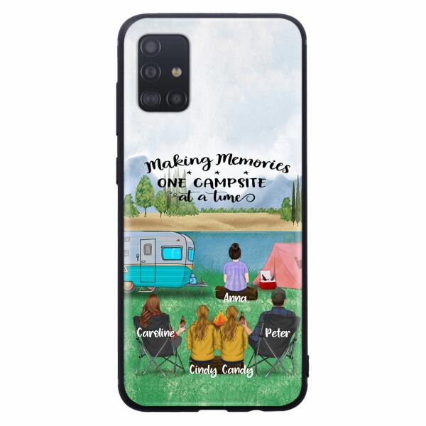 Custom Personalized Camping Phone Case - Couple With 3 Kids - Gift Idea For Camping Lover - Case For iPhone And Samsung