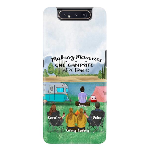 Custom Personalized Camping Phone Case - Couple With 3 Kids - Gift Idea For Camping Lover - Case For iPhone And Samsung