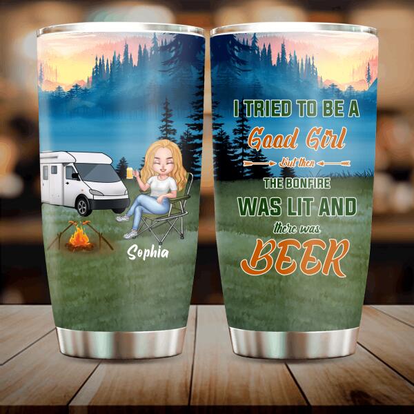 Custom Personalized Camping Queen Tumbler - Gift Idea For Camping Lover - I Tried To Be A Good Girl