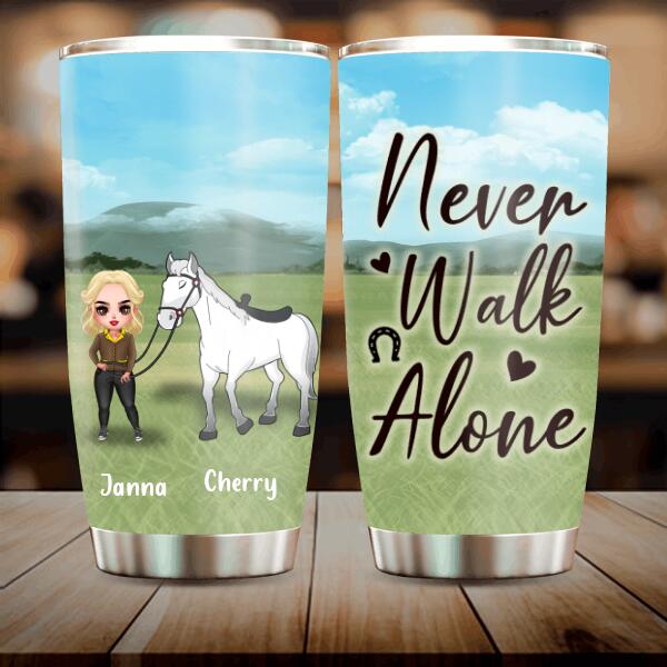 Custom Personalized Horse Girl Chibi Tumbler - Gift For Horse Lovers - Never Walk Alone