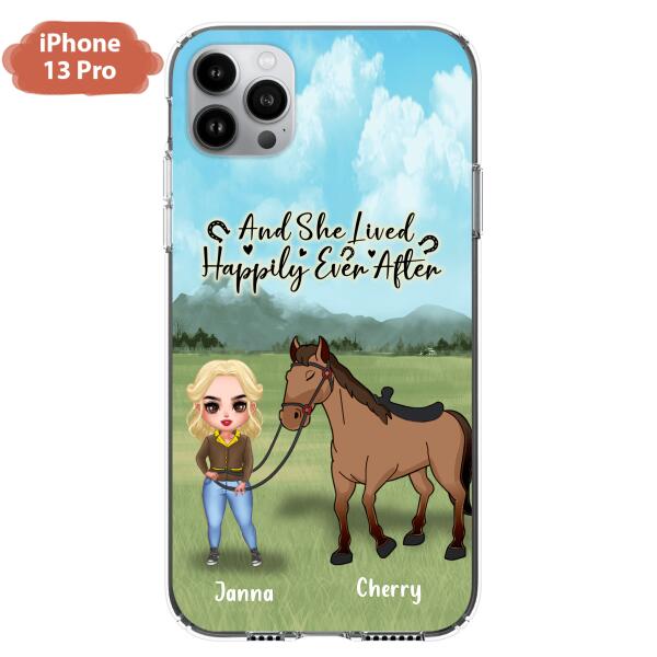 Custom Personalized Horse Girl Chibi iPhone and Samsung Cases - Gift For Horse Lovers - And She Lived Happily Ever After