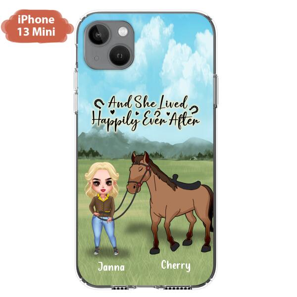 Custom Personalized Horse Girl Chibi iPhone and Samsung Cases - Gift For Horse Lovers - And She Lived Happily Ever After