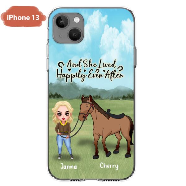 Custom Personalized Horse Girl Chibi iPhone and Samsung Cases - Gift For Horse Lovers - And She Lived Happily Ever After