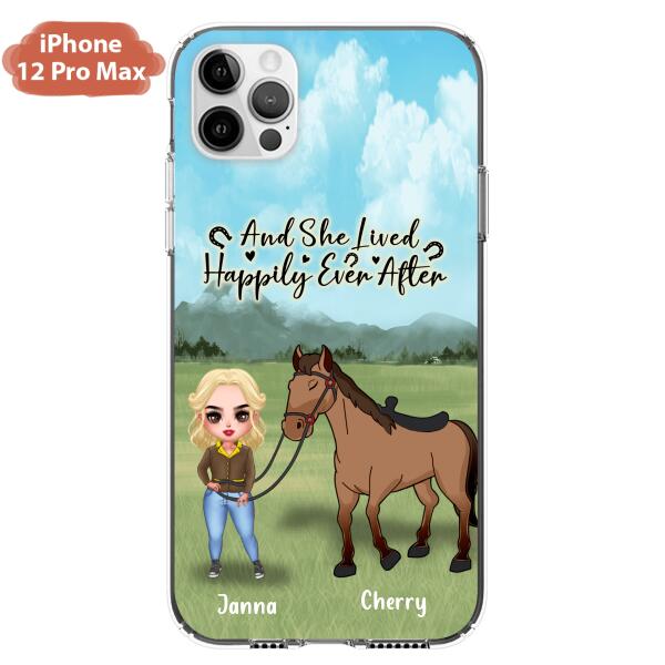 Custom Personalized Horse Girl Chibi iPhone and Samsung Cases - Gift For Horse Lovers - And She Lived Happily Ever After