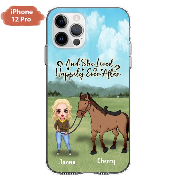 Custom Personalized Horse Girl Chibi iPhone and Samsung Cases - Gift For Horse Lovers - And She Lived Happily Ever After