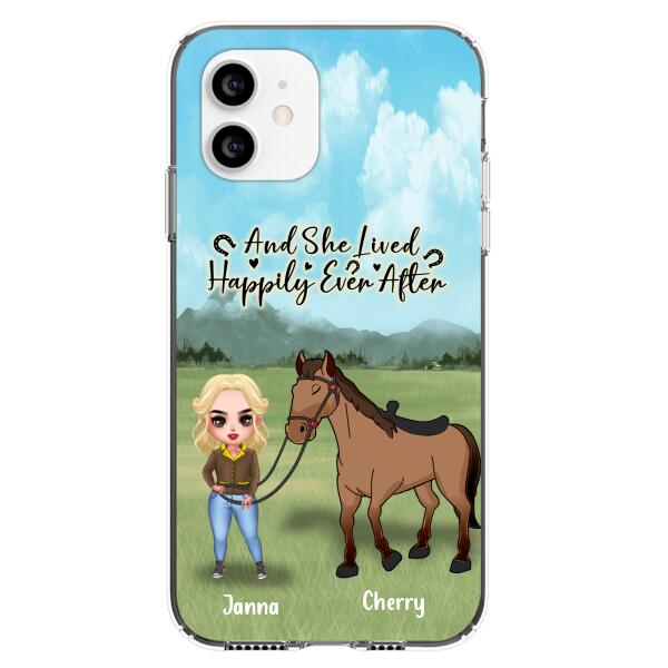 Custom Personalized Horse Girl Chibi iPhone and Samsung Cases - Gift For Horse Lovers - And She Lived Happily Ever After