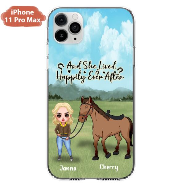 Custom Personalized Horse Girl Chibi iPhone and Samsung Cases - Gift For Horse Lovers - And She Lived Happily Ever After