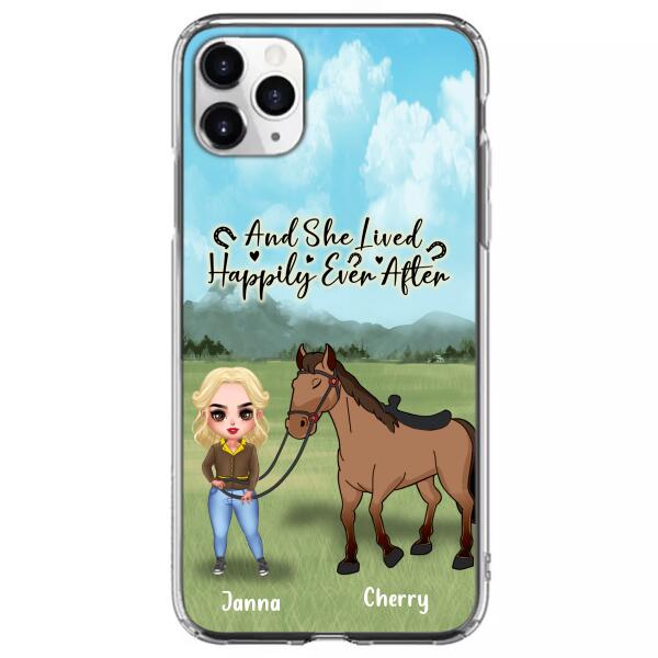 Custom Personalized Horse Girl Chibi iPhone and Samsung Cases - Gift For Horse Lovers - And She Lived Happily Ever After