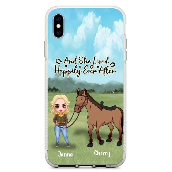 Custom Personalized Horse Girl Chibi iPhone and Samsung Cases - Gift For Horse Lovers - And She Lived Happily Ever After