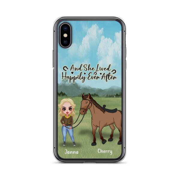 Custom Personalized Horse Girl Chibi iPhone and Samsung Cases - Gift For Horse Lovers - And She Lived Happily Ever After