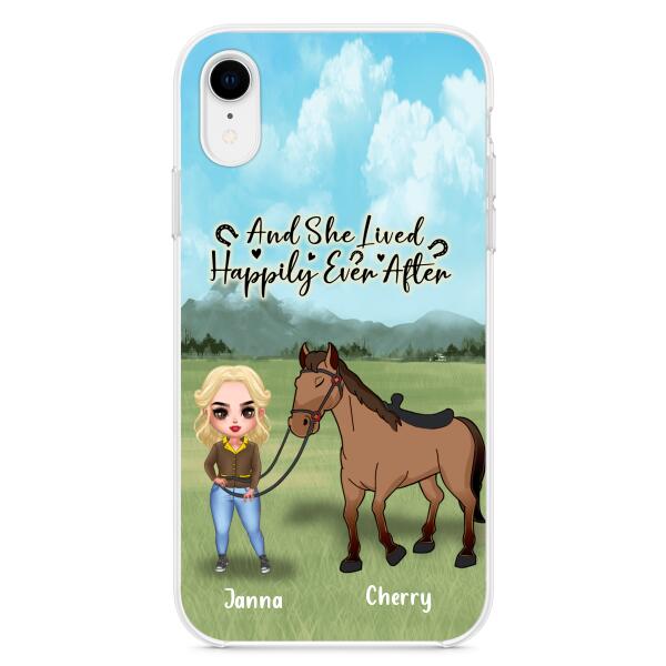 Custom Personalized Horse Girl Chibi iPhone and Samsung Cases - Gift For Horse Lovers - And She Lived Happily Ever After