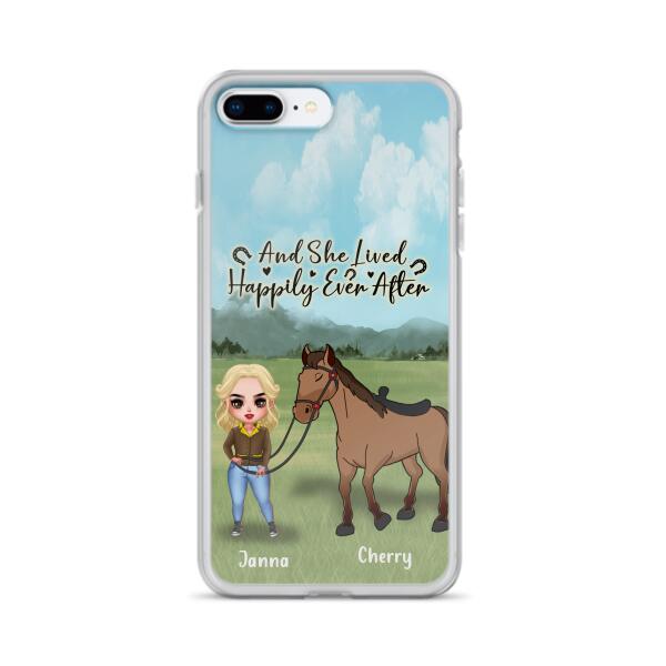 Custom Personalized Horse Girl Chibi iPhone and Samsung Cases - Gift For Horse Lovers - And She Lived Happily Ever After