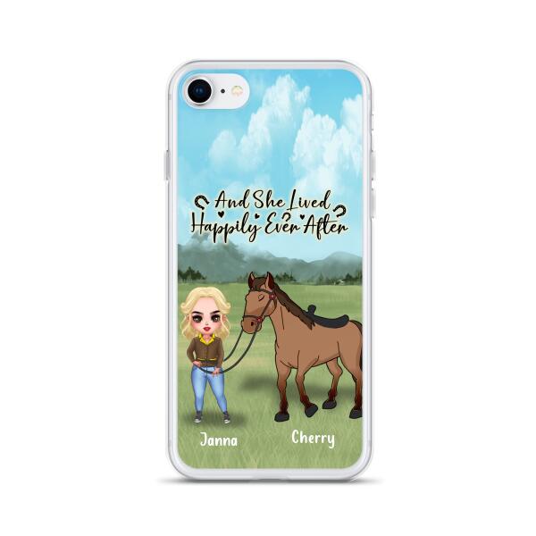 Custom Personalized Horse Girl Chibi iPhone and Samsung Cases - Gift For Horse Lovers - And She Lived Happily Ever After