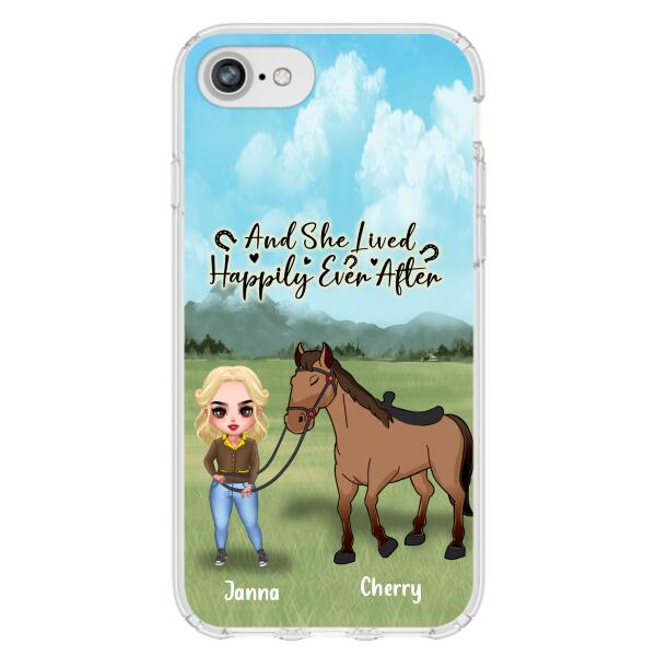 Custom Personalized Horse Girl Chibi iPhone and Samsung Cases - Gift For Horse Lovers - And She Lived Happily Ever After