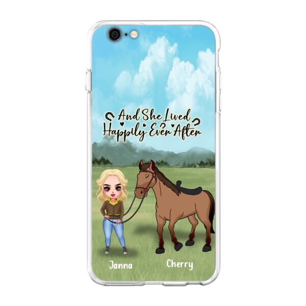 Custom Personalized Horse Girl Chibi iPhone and Samsung Cases - Gift For Horse Lovers - And She Lived Happily Ever After