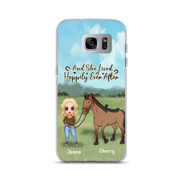 Custom Personalized Horse Girl Chibi iPhone and Samsung Cases - Gift For Horse Lovers - And She Lived Happily Ever After