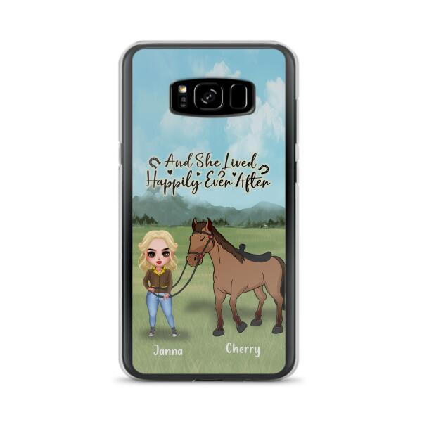 Custom Personalized Horse Girl Chibi iPhone and Samsung Cases - Gift For Horse Lovers - And She Lived Happily Ever After