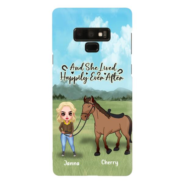 Custom Personalized Horse Girl Chibi iPhone and Samsung Cases - Gift For Horse Lovers - And She Lived Happily Ever After