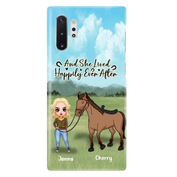 Custom Personalized Horse Girl Chibi iPhone and Samsung Cases - Gift For Horse Lovers - And She Lived Happily Ever After