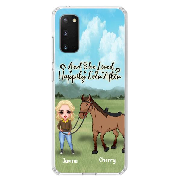 Custom Personalized Horse Girl Chibi iPhone and Samsung Cases - Gift For Horse Lovers - And She Lived Happily Ever After