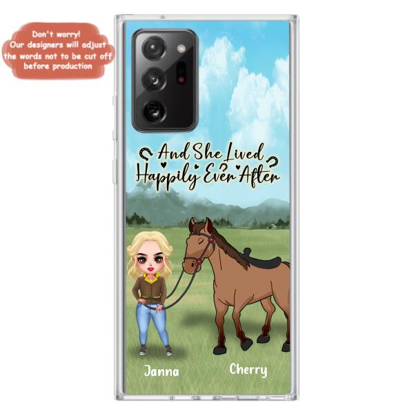 Custom Personalized Horse Girl Chibi iPhone and Samsung Cases - Gift For Horse Lovers - And She Lived Happily Ever After