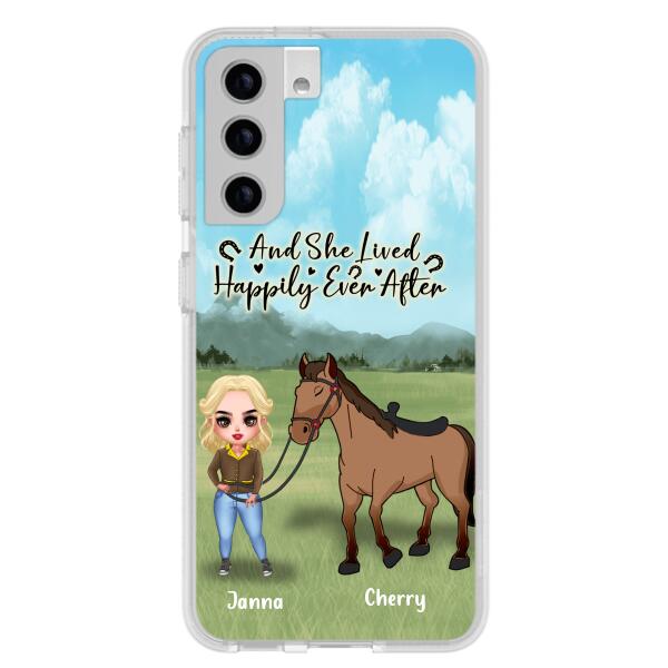 Custom Personalized Horse Girl Chibi iPhone and Samsung Cases - Gift For Horse Lovers - And She Lived Happily Ever After