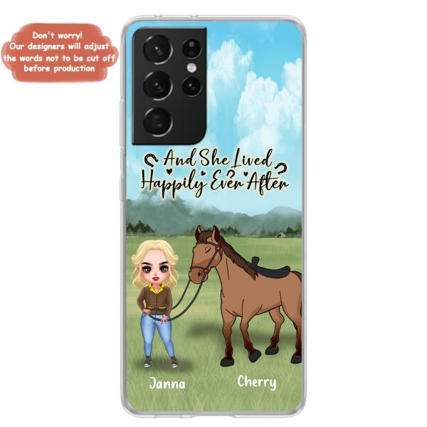 Custom Personalized Horse Girl Chibi iPhone and Samsung Cases - Gift For Horse Lovers - And She Lived Happily Ever After