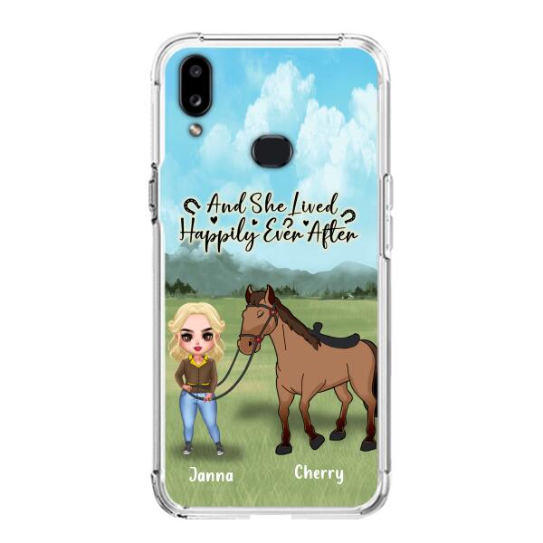 Custom Personalized Horse Girl Chibi iPhone and Samsung Cases - Gift For Horse Lovers - And She Lived Happily Ever After