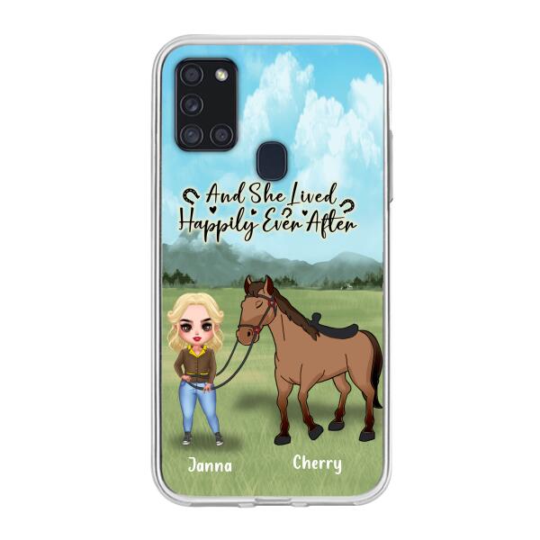 Custom Personalized Horse Girl Chibi iPhone and Samsung Cases - Gift For Horse Lovers - And She Lived Happily Ever After