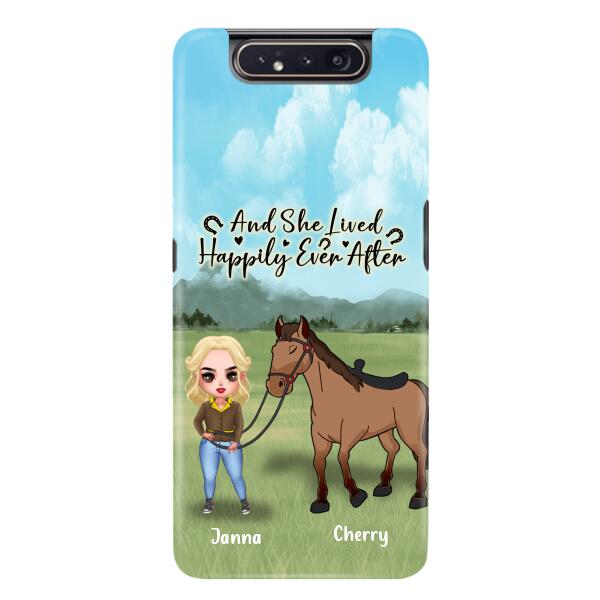 Custom Personalized Horse Girl Chibi iPhone and Samsung Cases - Gift For Horse Lovers - And She Lived Happily Ever After