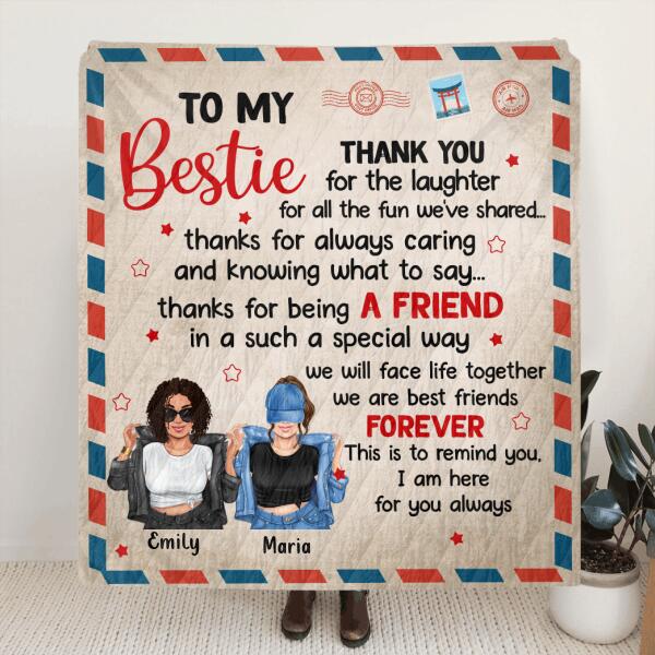 Custom Personalized To My Bestie Quilt/ Fleece Blanket - Gift Idea For Friends - We Are Best Friends Forever