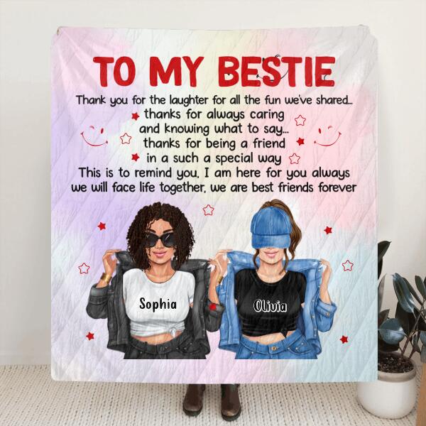 Personalized To My Bestie Quilt/ Fleece Blanket - Gift Idea For Friends - We Are Best Friends Forever