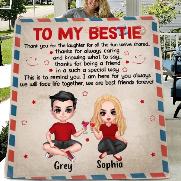 Personalized To My Bestie Quilt/ Fleece Blanket - Gift Idea For Friends - We Are Best Friends Forever