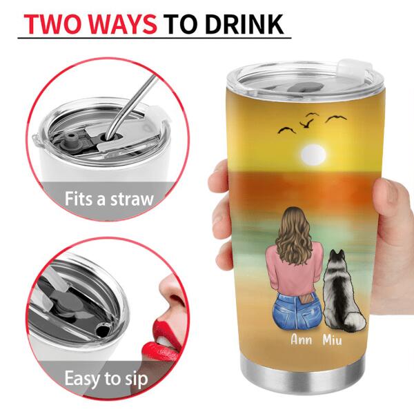 Personalized Dog Mom Tumbler - Gift For Dog Lover With Up to 4 Dogs - I Am Always With You