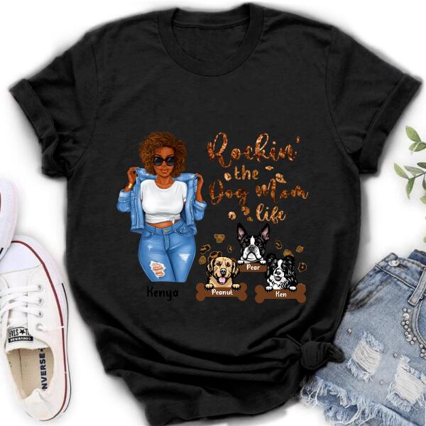Custom Personalized Dog Mom T-Shirt - Up to 3 Dogs - Rockin' The Dog mom Life