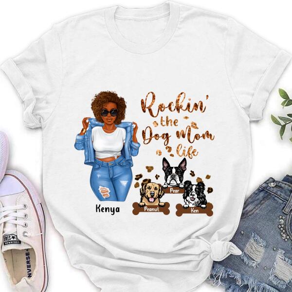 Custom Personalized Dog Mom T-Shirt - Up to 3 Dogs - Rockin' The Dog mom Life