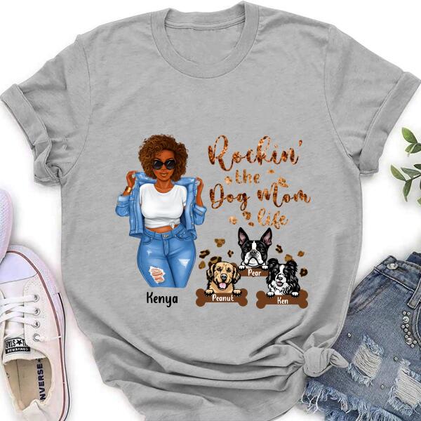 Custom Personalized Dog Mom T-Shirt - Up to 3 Dogs - Rockin' The Dog mom Life