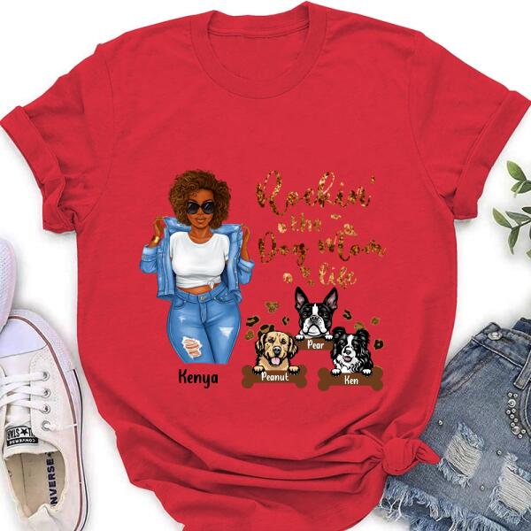 Custom Personalized Dog Mom T-Shirt - Up to 3 Dogs - Rockin' The Dog mom Life