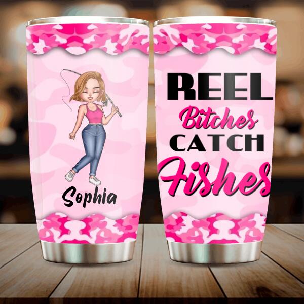 Custom Personalized Catch Fishes Tumbler - Gift Idea For Fish Lover - Move Over Boys Let This Girl Show You How To Fish