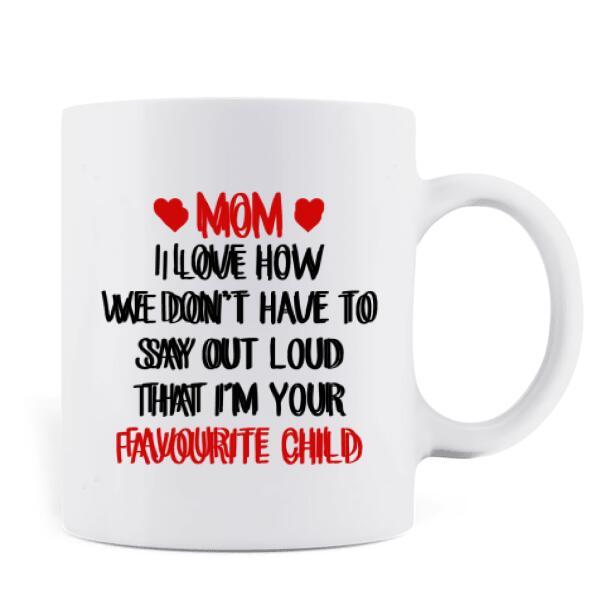 Custom Personalized Coffee Mug - Gift for Mother's Day, gift for Mom - I'm your favourite child Coffee Mug