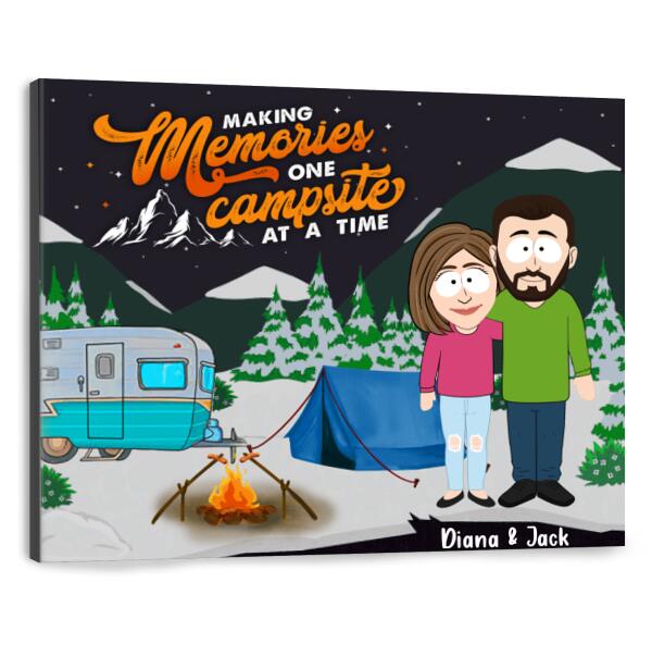 Custom Personalized Couple Camping Horizontal Canvas - Best Idea For Camping Lovers/ Couple - Making Memories One Campsite At A Time