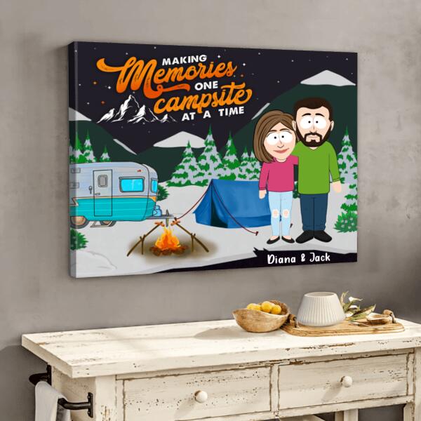 Custom Personalized Couple Camping Horizontal Canvas - Best Idea For Camping Lovers/ Couple - Making Memories One Campsite At A Time