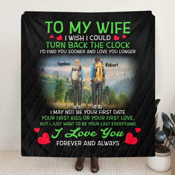 Custom Personalized Hiking Couple Single Layer Fleece/Quilt - Gift For Couple/ Hiking Lovers - I Love You Forever and Always