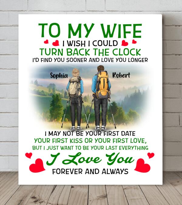 Custom Personalized Hiking Couple Vertical Canvas - Gift For Hiking Couple - I'd Find You Sooner And Love You Longer
